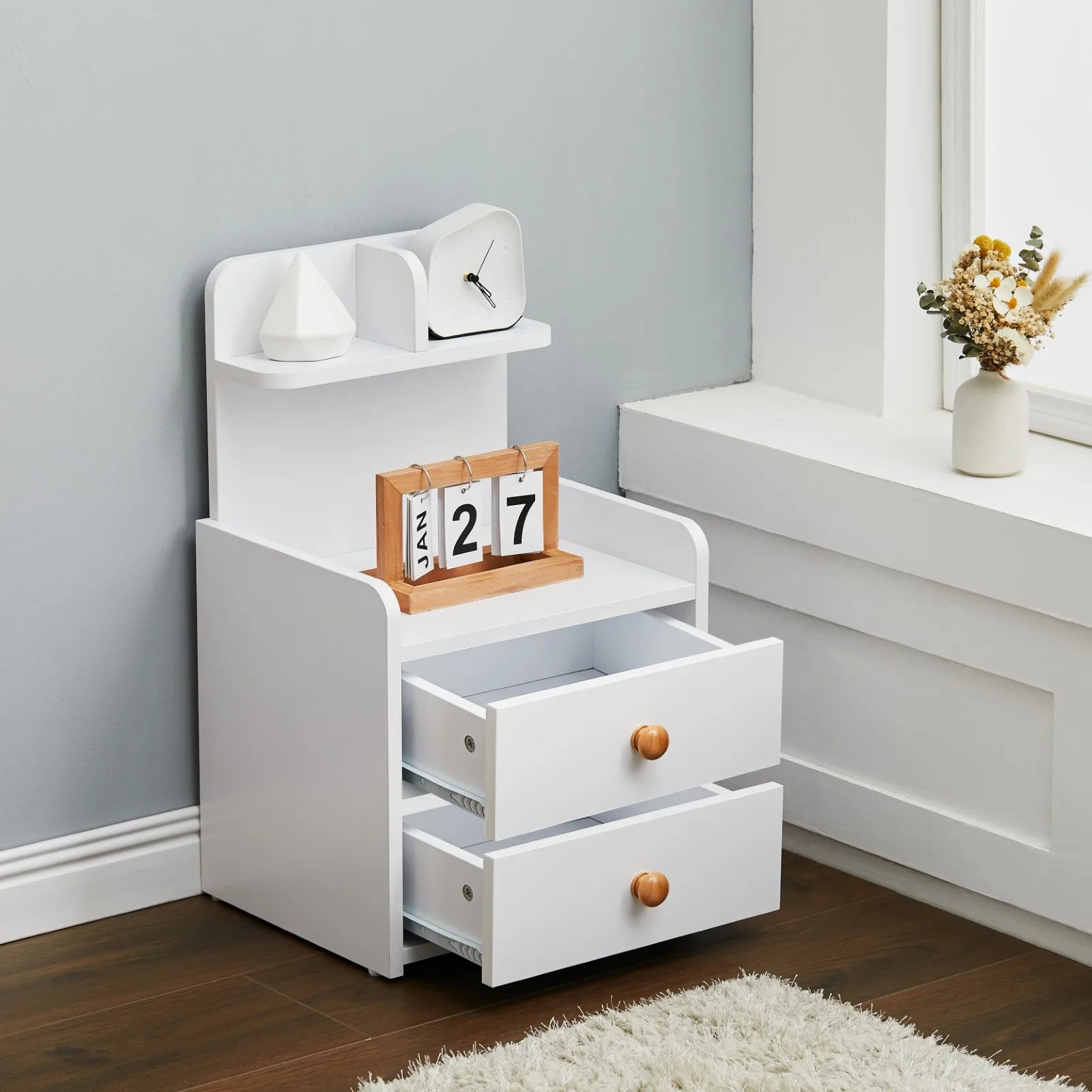 Wooden Nightstand with Drawers - handmade