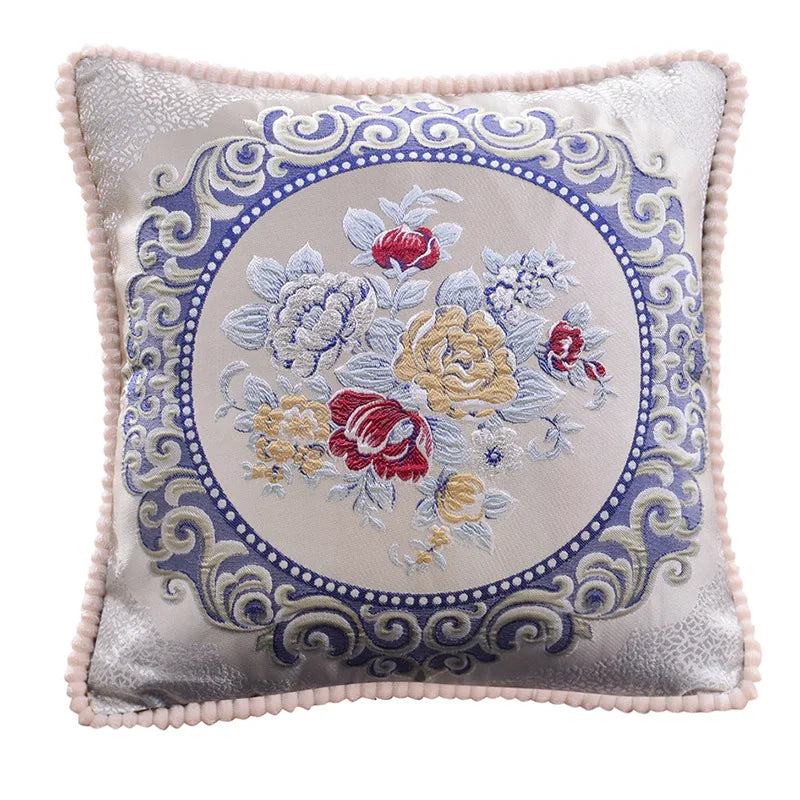 Luxury Embroidered Cushion Cover - handmade