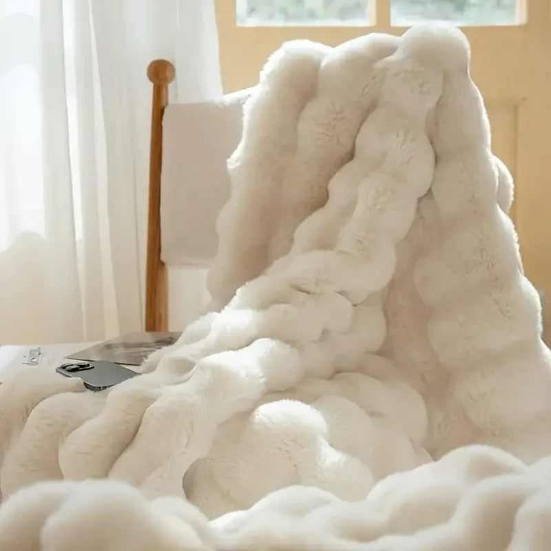 Faux Rabbit Fleece Blanket - handmade