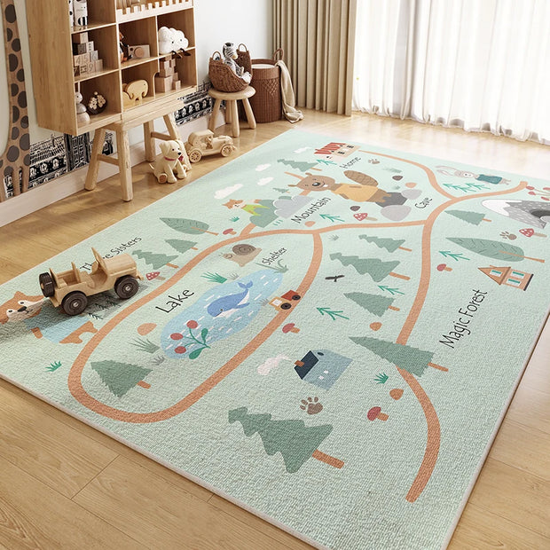 Vikama Children's Cartoon Map Carpet Home Decor, Anti-Slip Floor Mat For Living Room And Bedroom, Non-Shedding And Dirt-Proof