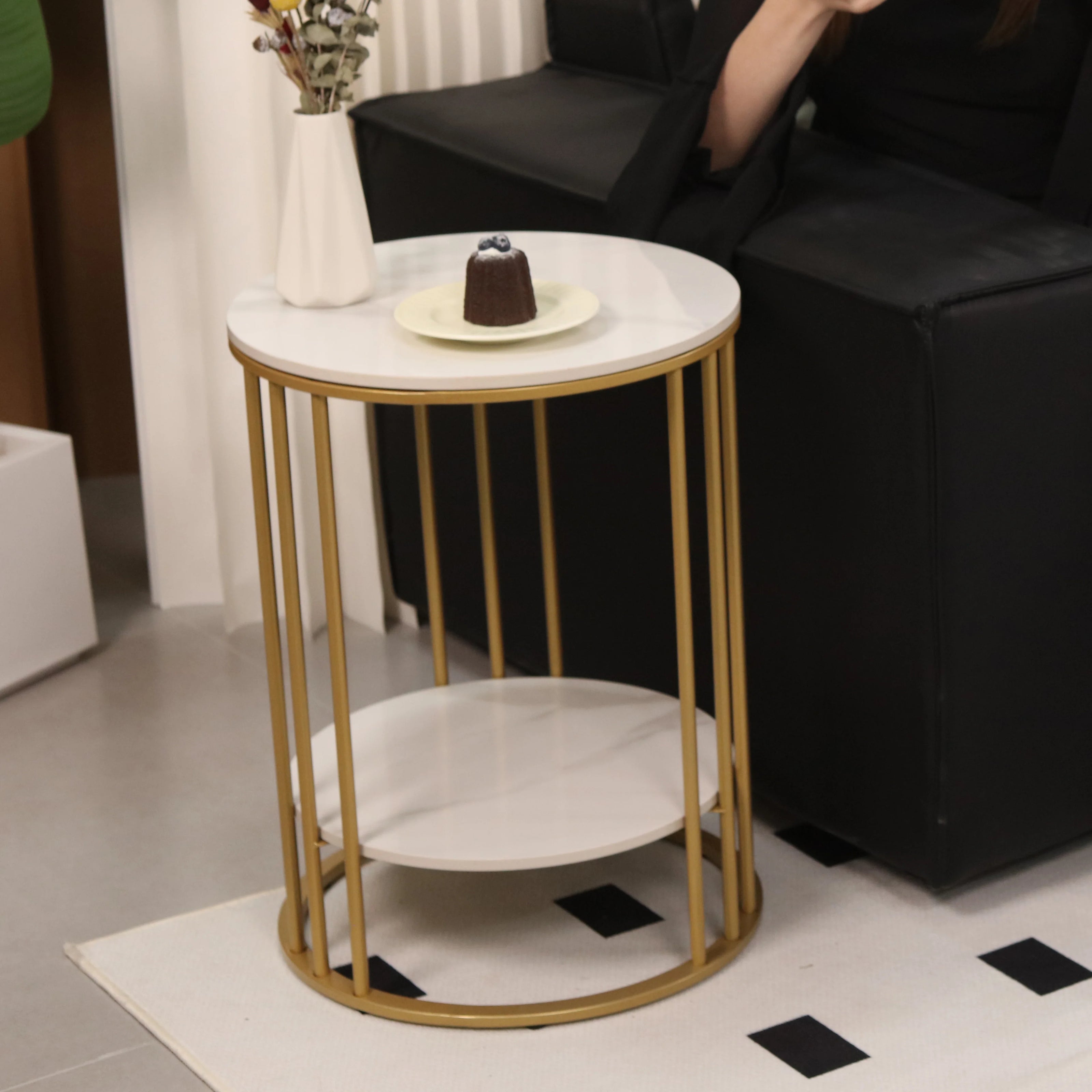 White Marble Side Table - handmade