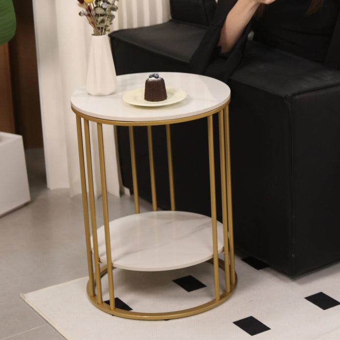 White Marble Side Table - handmade