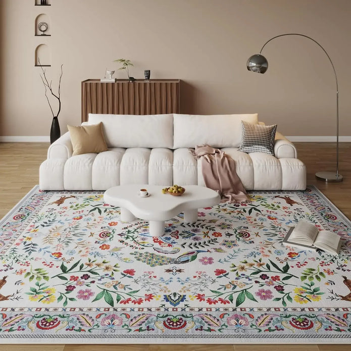 Floral Machine Washable Rug - handmade