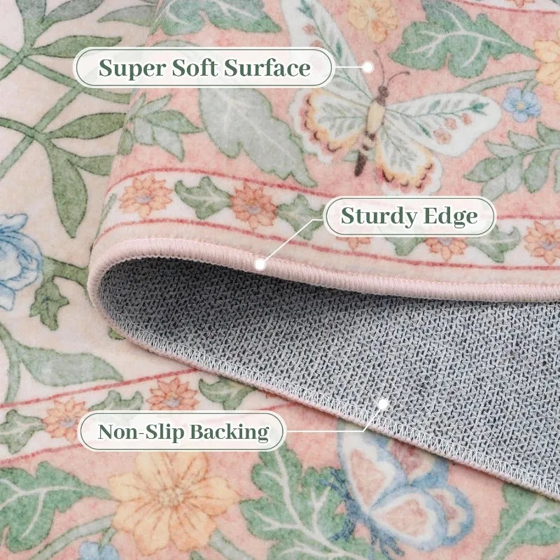 Floral Butterfly Bedroom Rug - handmade