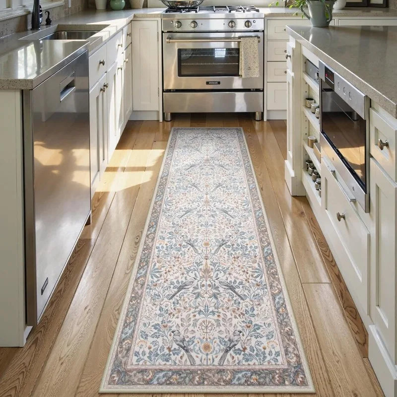 Floral Hallway Runner Rug - handmade