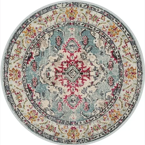 Retro Boho Round Area Rug 5 - handmade