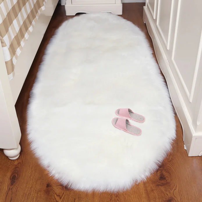 Oval Furry Plush Carpet - handmade