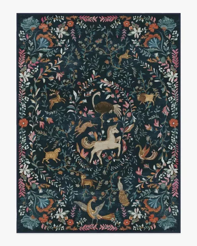 Iris Apfel Protea Green Living Room Rug - handmade