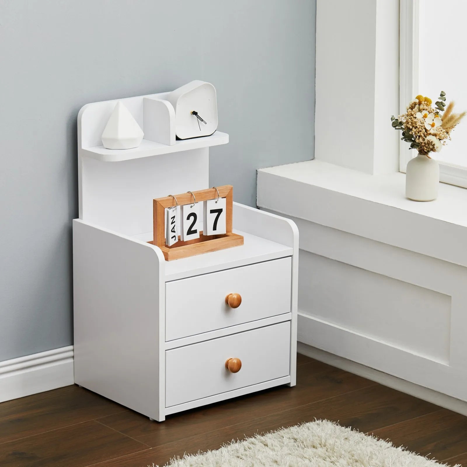 Wooden Nightstand with Drawers - handmade