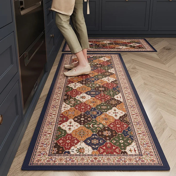 Retro Bohemian Waterproof PVC Kitchen Floor Mat - handmade