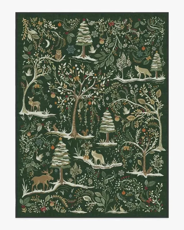 Iris Apfel Protea Green Living Room Rug - handmade