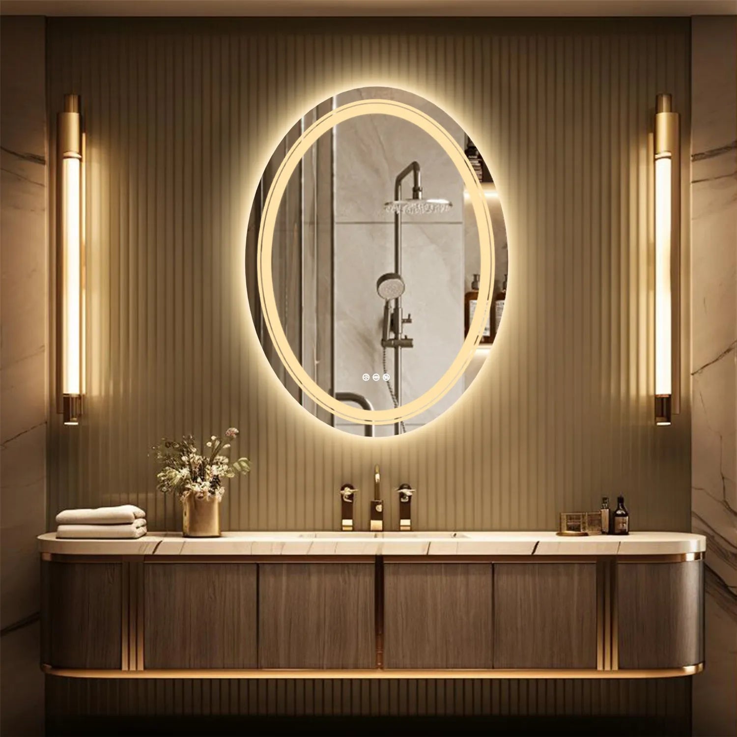 Oval LED Bathroom Mirror - handmade