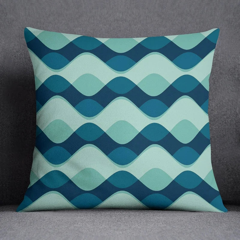 Blue Geometric Cushion Cover - handmade