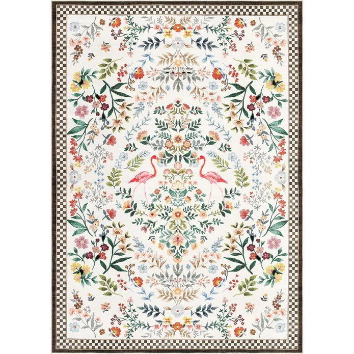 Floral Plaid Large Area Rug - handmade