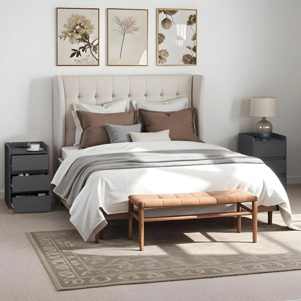 Grey Nightstand with Power Station - handmade