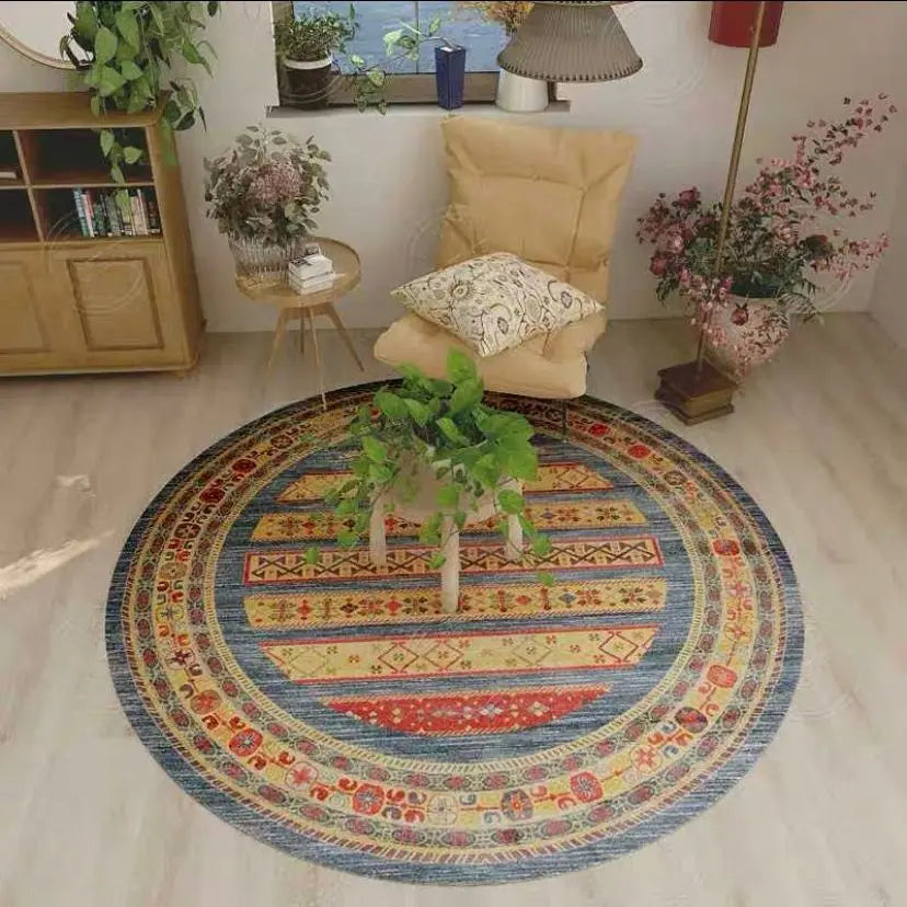 Retro Boho Round Area Rug 5 - handmade