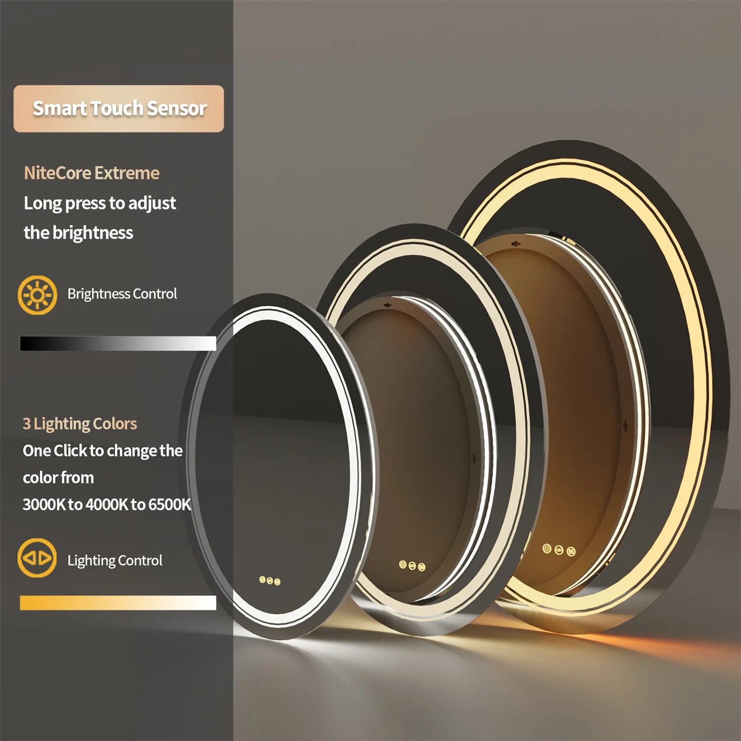 Oval LED Bathroom Mirror - handmade