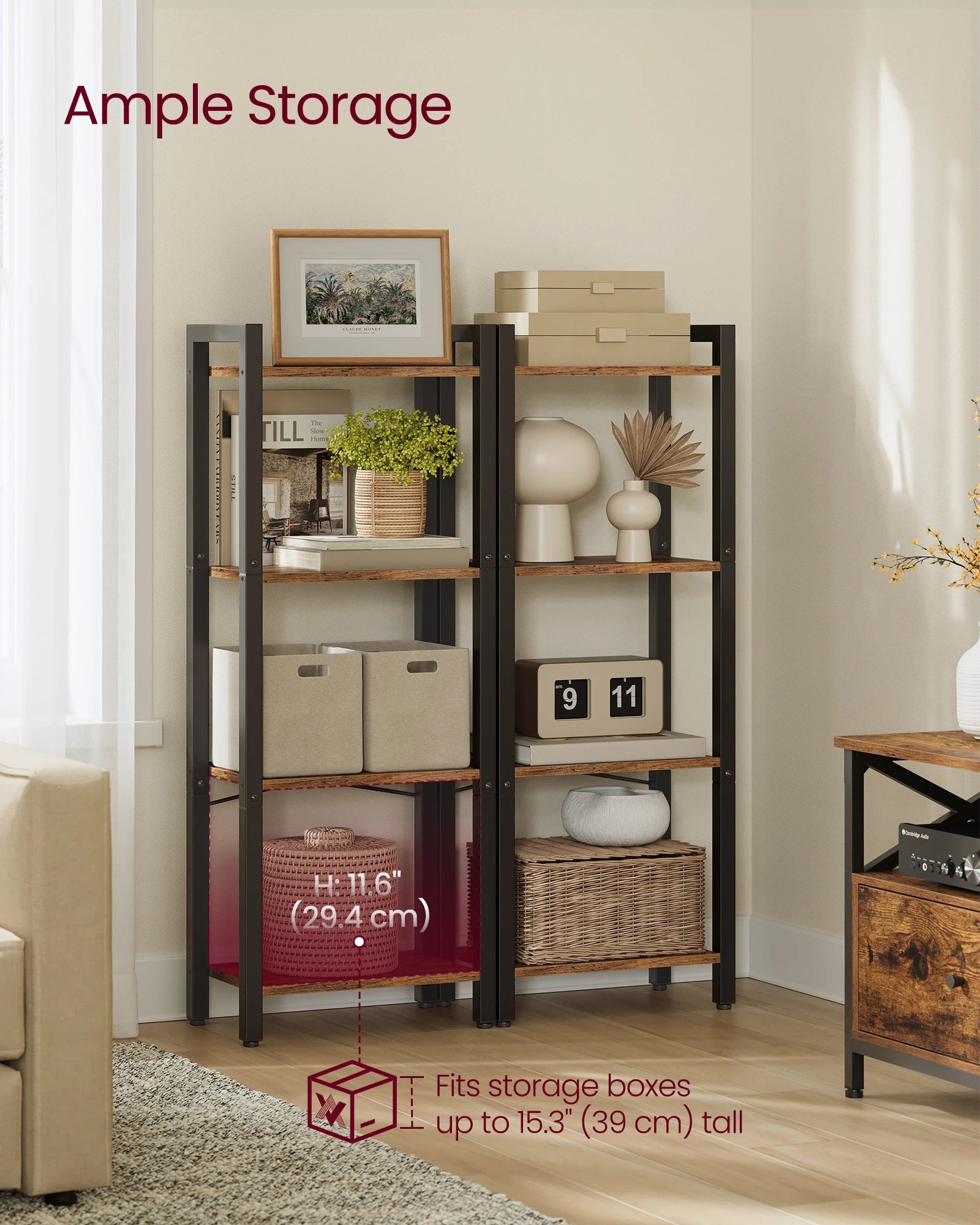 VASAGLE 4-Tier Bookshelf - handmade