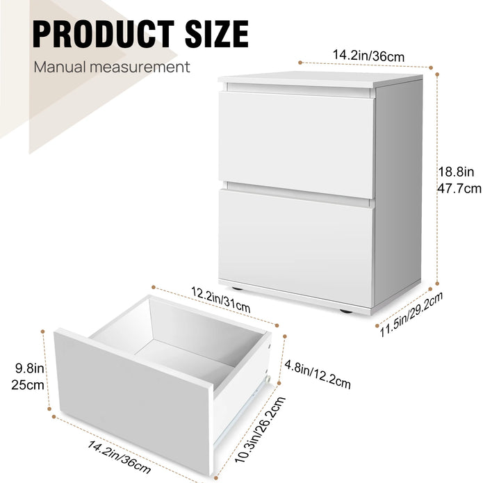 White Wooden Nightstand - handmade