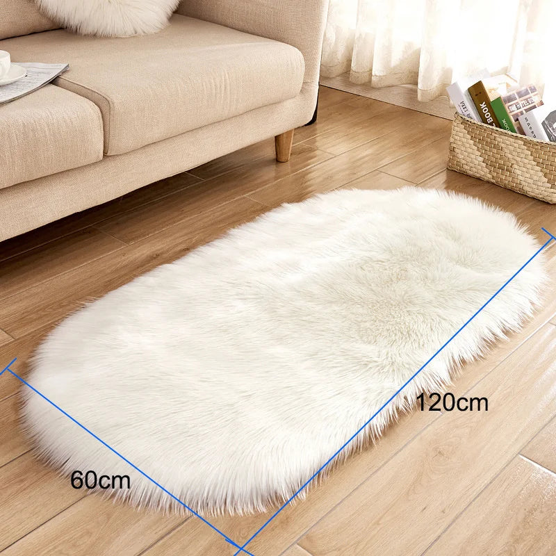 Oval Faux Fur Rug - handmade