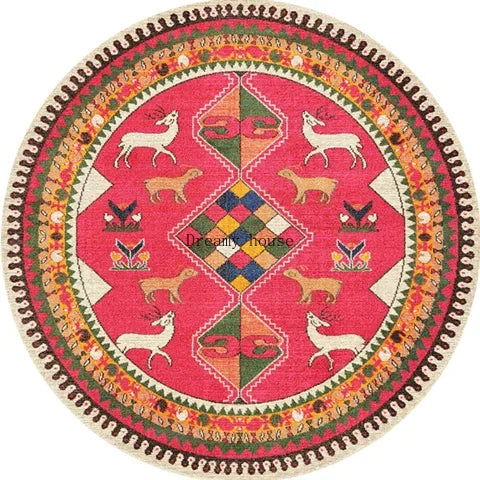 Retro Boho Round Area Rug 6 - handmade