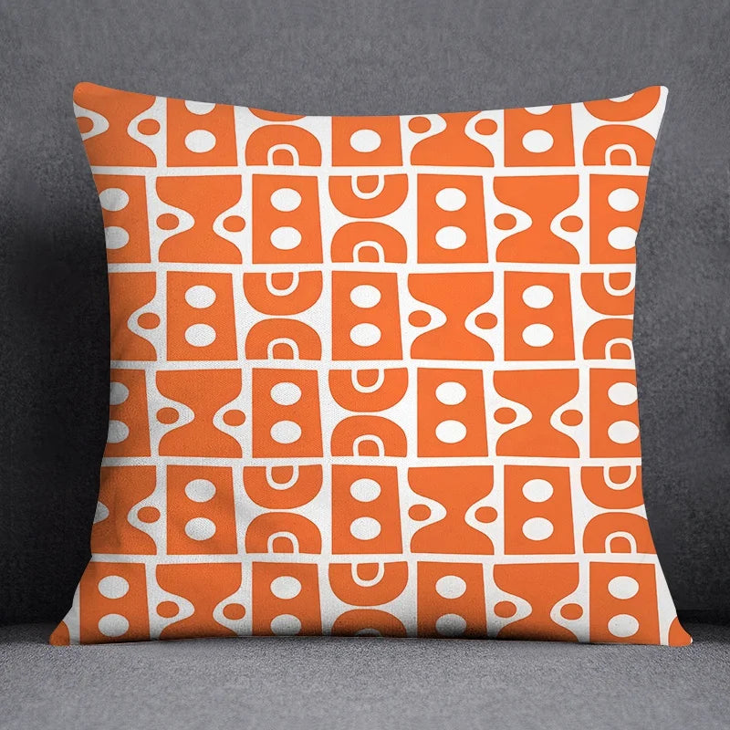 Orange Series Printed Cushion Cover - handmade