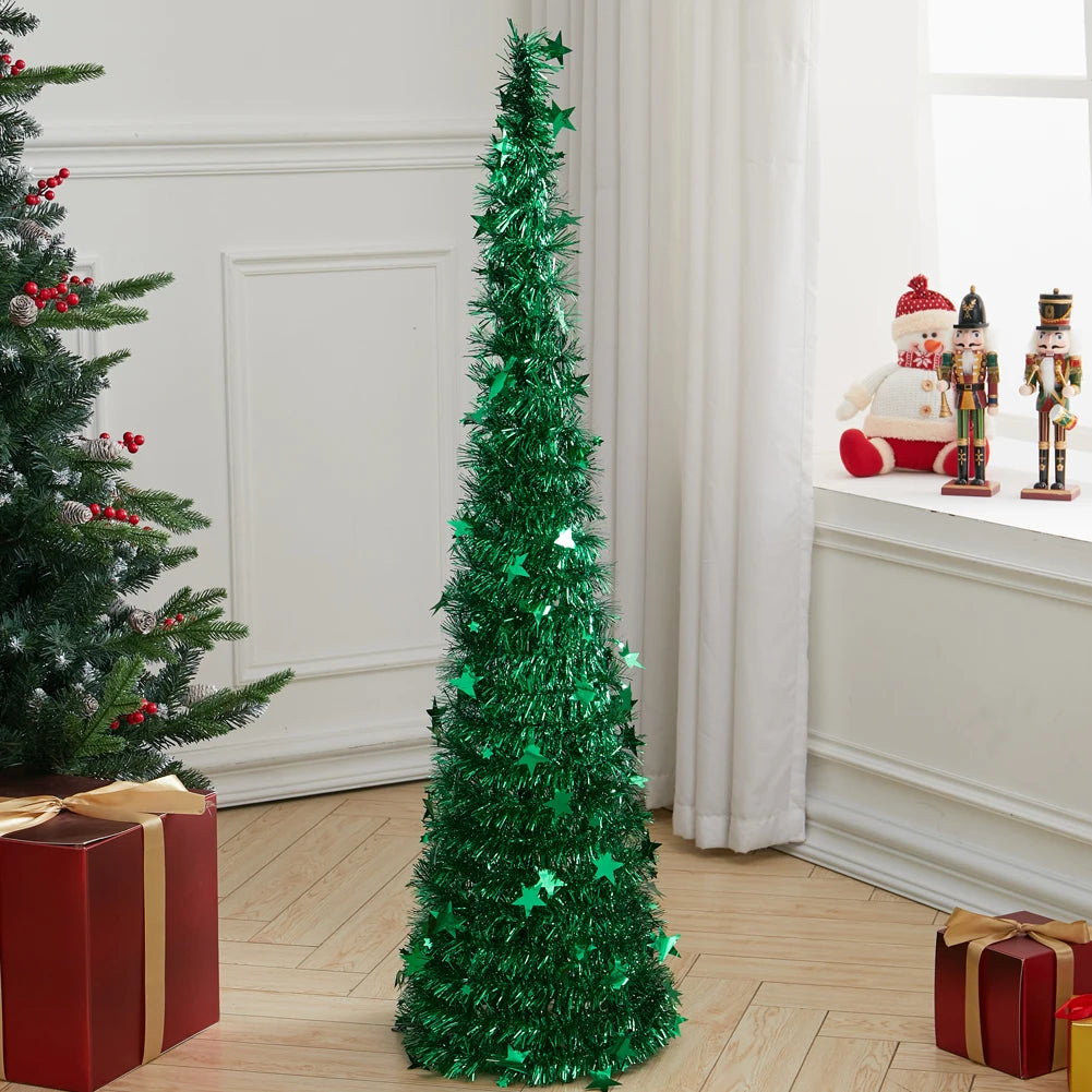 Collapsible 1.2M Pop Up Tinsel Christmas Tree - handmade