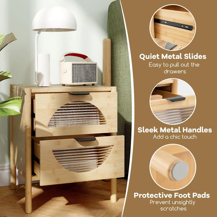 Bamboo Nightstand Table - handmade