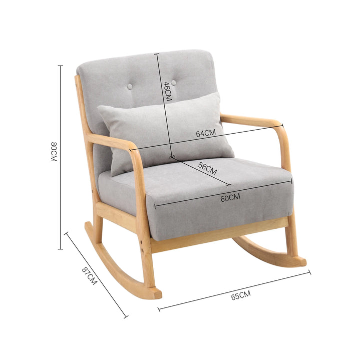 Grey Linen Rocking Chair - handmade