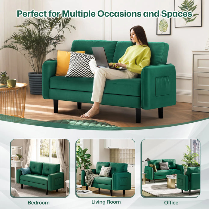 Velvet 2 Seater Sofa - handmade