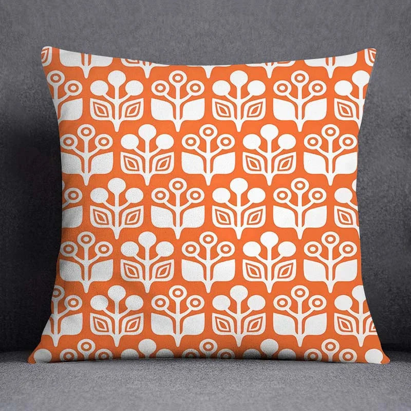 Orange Series Printed Cushion Cover - handmade