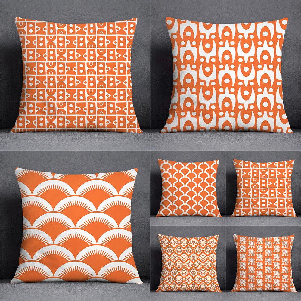 Orange Series Printed Cushion Cover - handmade