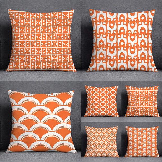 Orange Series Printed Cushion Cover - handmade