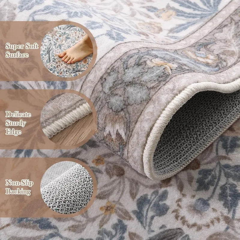 Floral Hallway Runner Rug - handmade