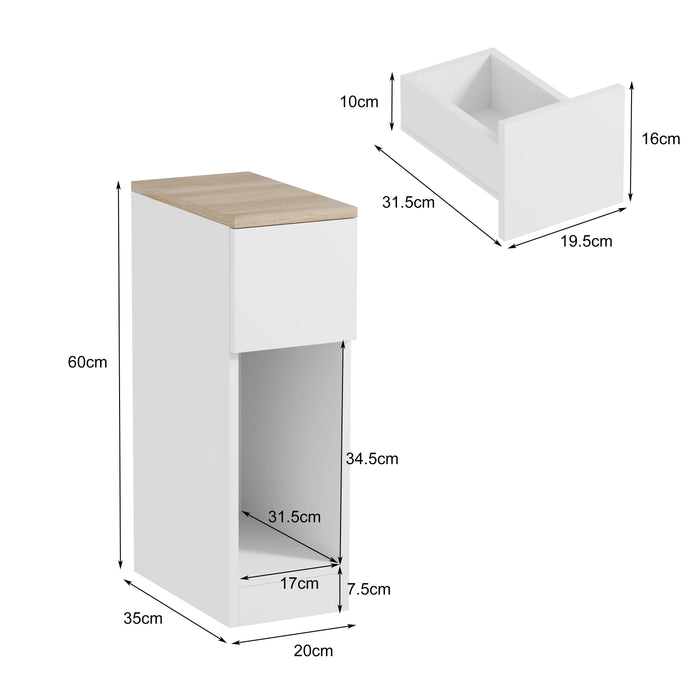 BonChoice Slim Tall Bedside Table - handmade