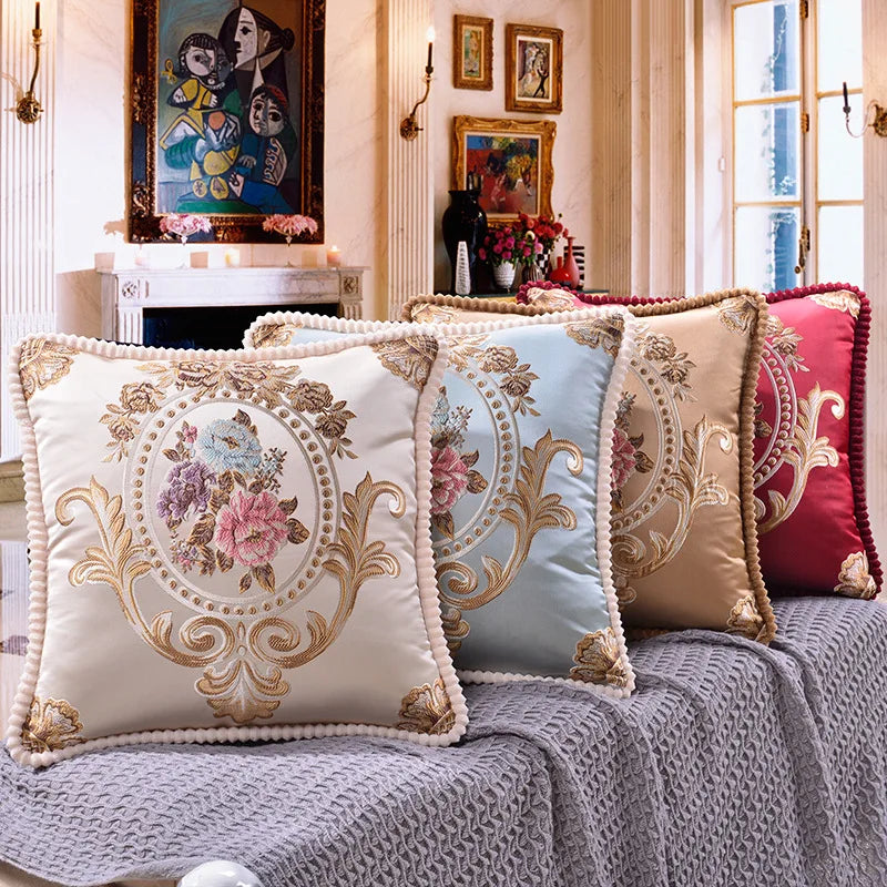 Luxury Embroidered Cushion Cover - handmade