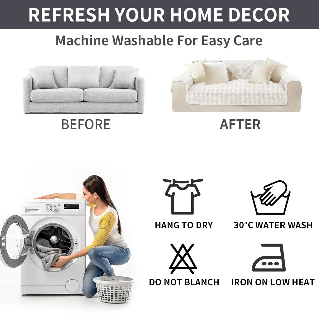 Plush Rabbit Fur Slipcover - handmade