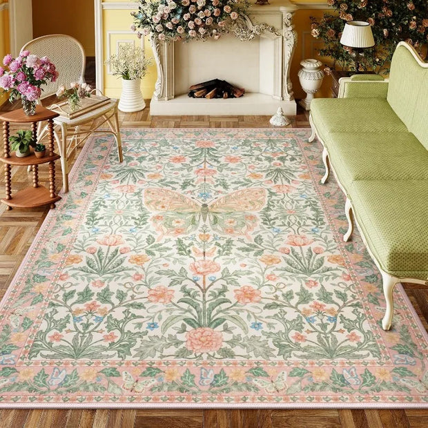 Floral Butterfly Bedroom Rug - handmade