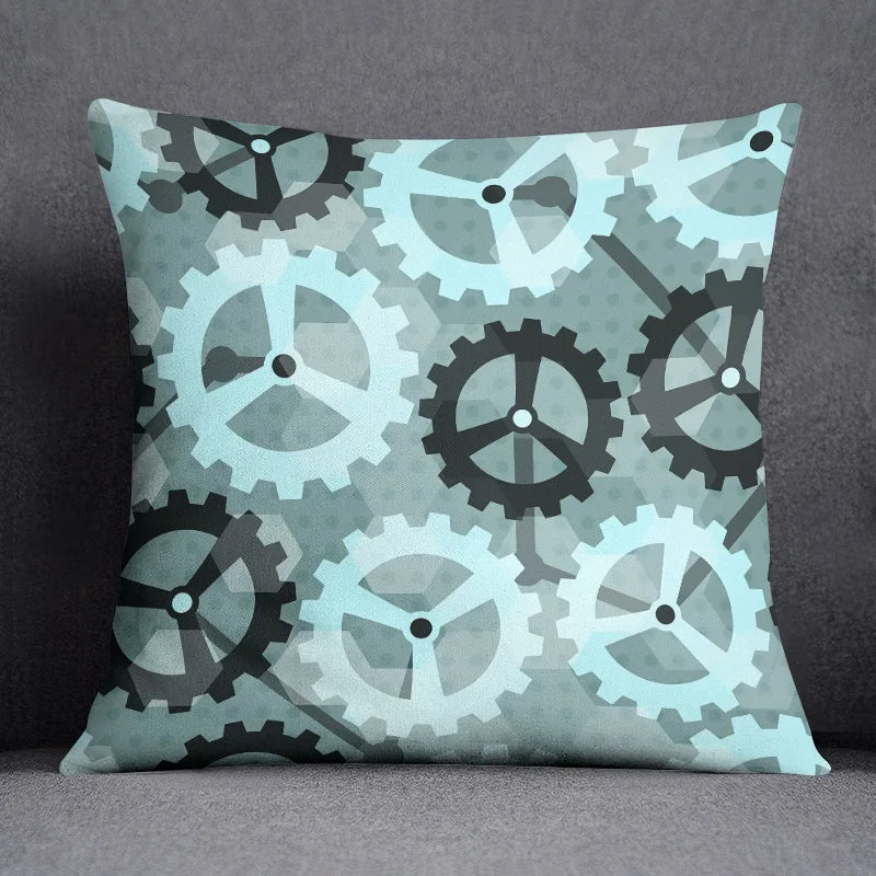 Blue Geometric Cushion Cover - handmade