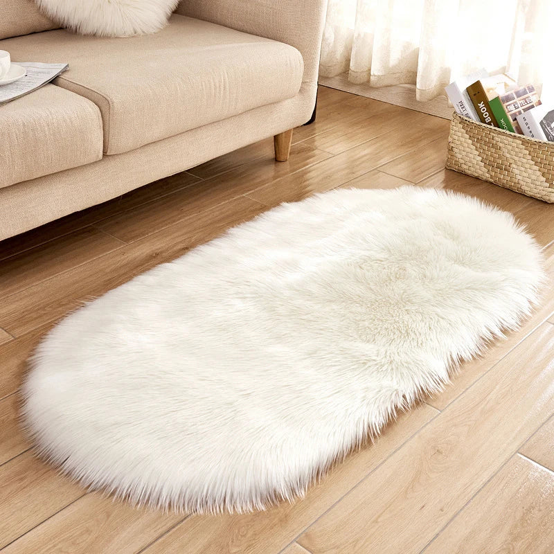 Oval Furry Plush Carpet - handmade