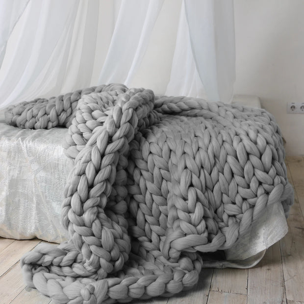 Chunky Knit Throw Blanket - handmade