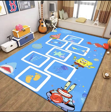 VIKAMA Cartoon Hopscotch Carpet Home Living Room Sofa Coffee Table Mat Non-Slip Children's Room Play Mat Baby Crawling Carpet
