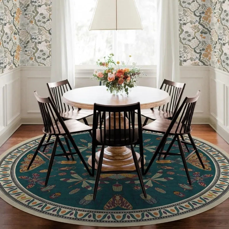 Jungle Print Round Rug - handmade