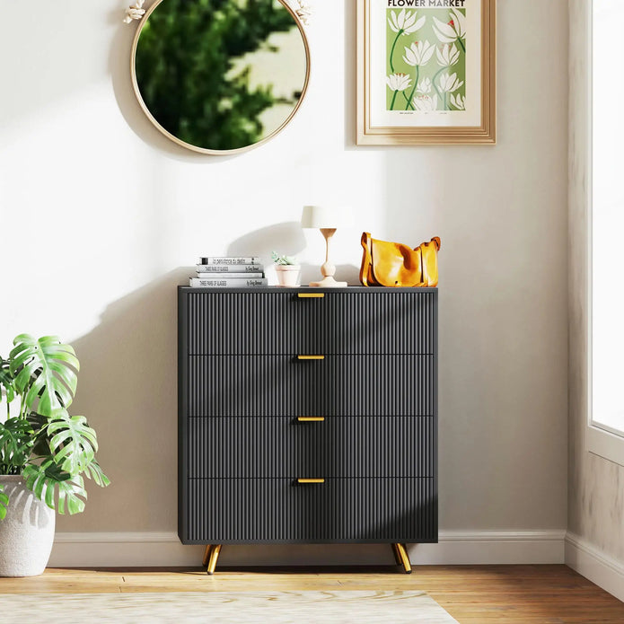 Black Four Drawer Nightstand - handmade