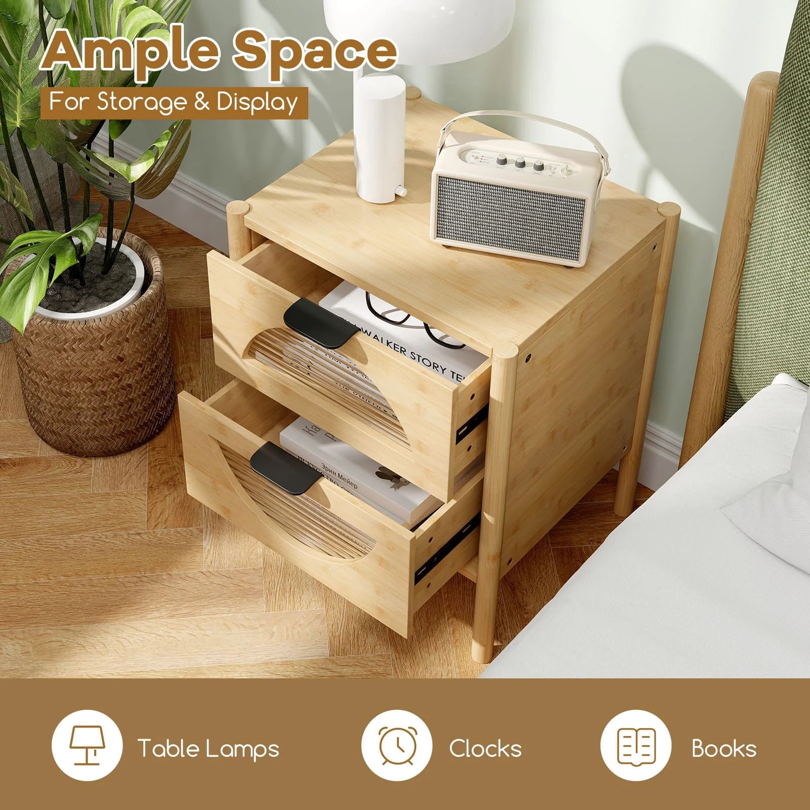 Bamboo Nightstand Table - handmade