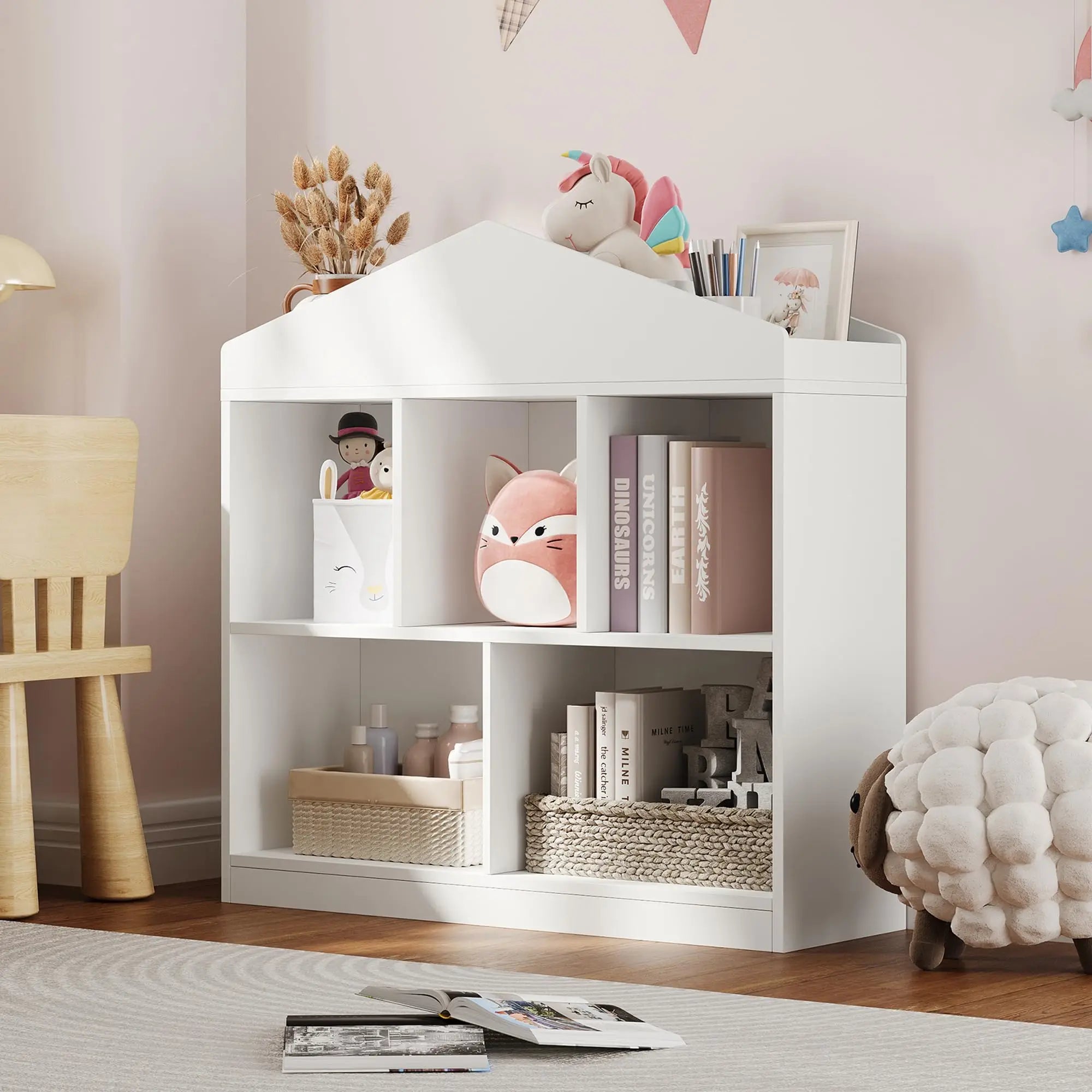 5-Cubby Toy Storage Unit – premium handmade décor piece for modern homes.