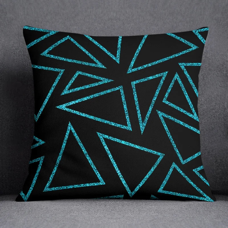 Blue Geometric Cushion Cover - handmade