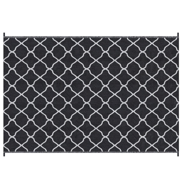 Outsunny Reversible Outdoor Rug with Carry Bag, Waterproof Plastic Straw Mat for Garden, Deck, RV, Picnic, Beach