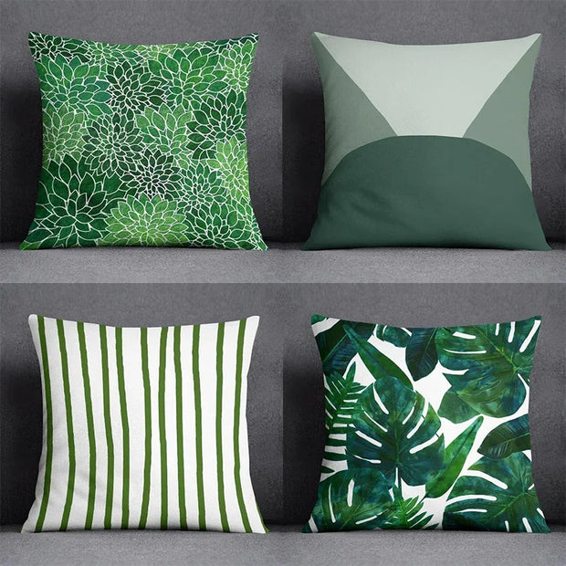 Green Leaf Pattern Decorative Pillowcase Cushion Pillowcase Bedding Decoration