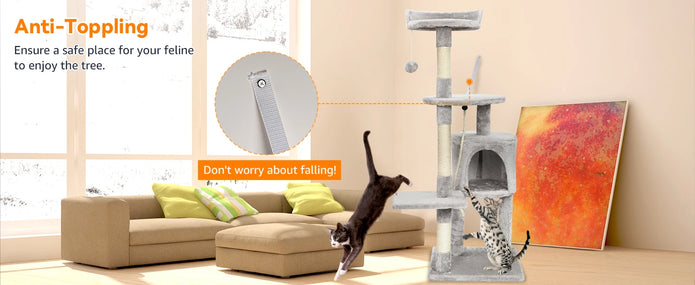 Passerscat Cat Tree Cat Tower With Toy For Indoor Cats Multi-Level With Scratching Posts Cat House Cozy Condo Padded Top Perches - handmade